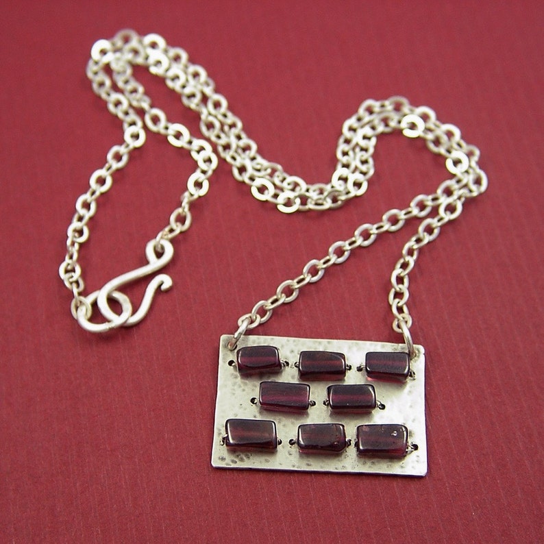 Garnet Brick Wall Necklace Sterling silver and Garnet Necklace image 2