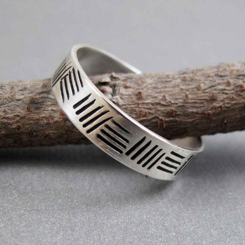 Cross Hatch Band Ring Sterling Silver Ring image 3