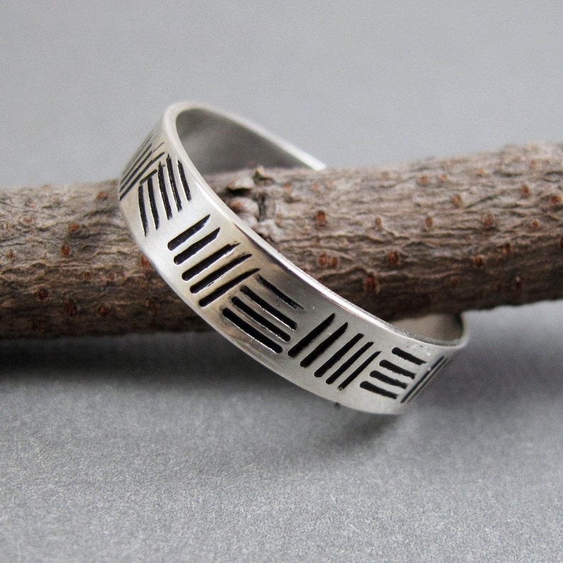 Cross Hatch bague bague en argent Sterling image 3