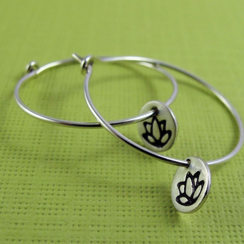 Lotus Flower Hoops Sterling Silver image 3