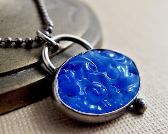 Stepping Stone Necklace - Sterling Silver and Vintage Glass