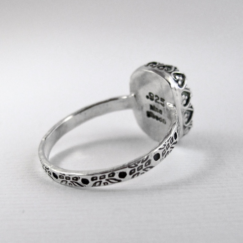 Aquamarine Sterling Silver Ring 925 Cabochon Band Delicate main image 1