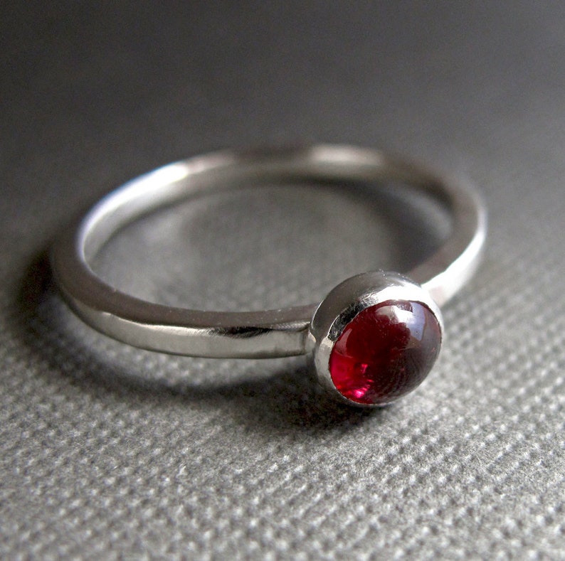 Birthstone Stacking Ring Sterling Silver & Gemstone One Ring image 1