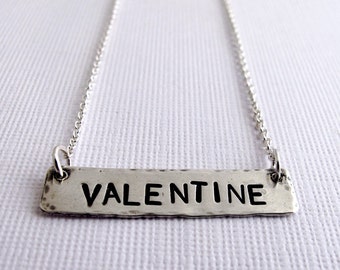 Valentine Necklace - Customizable Sterling Silver Message