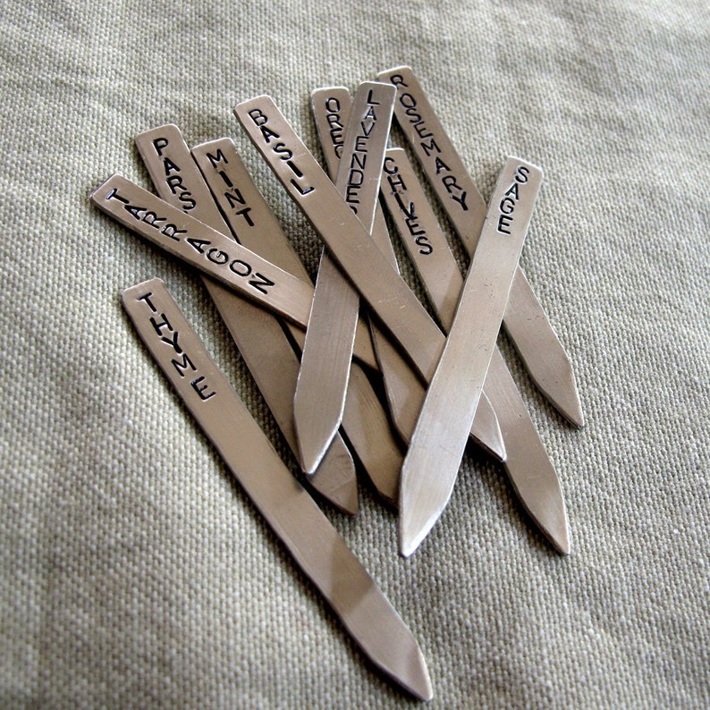 Herb Garden Plant Markers Mini Nickel Individually or in Sets As seen in Woman's Day Magazine image 4