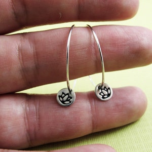 Lotus Flower Hoops Sterling Silver image 5