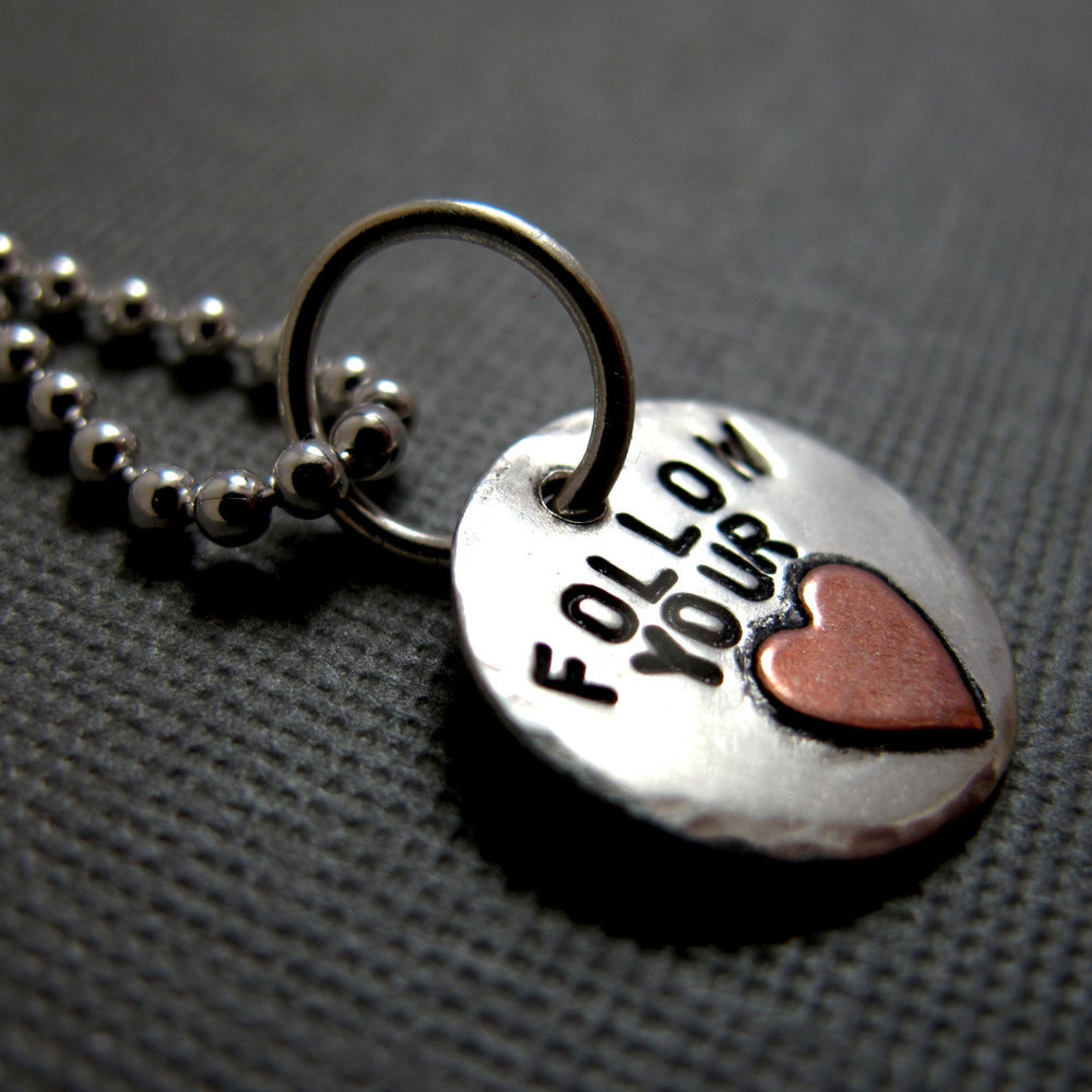 Follow Your Heart Necklace Sterling Silver and Copper Etsy