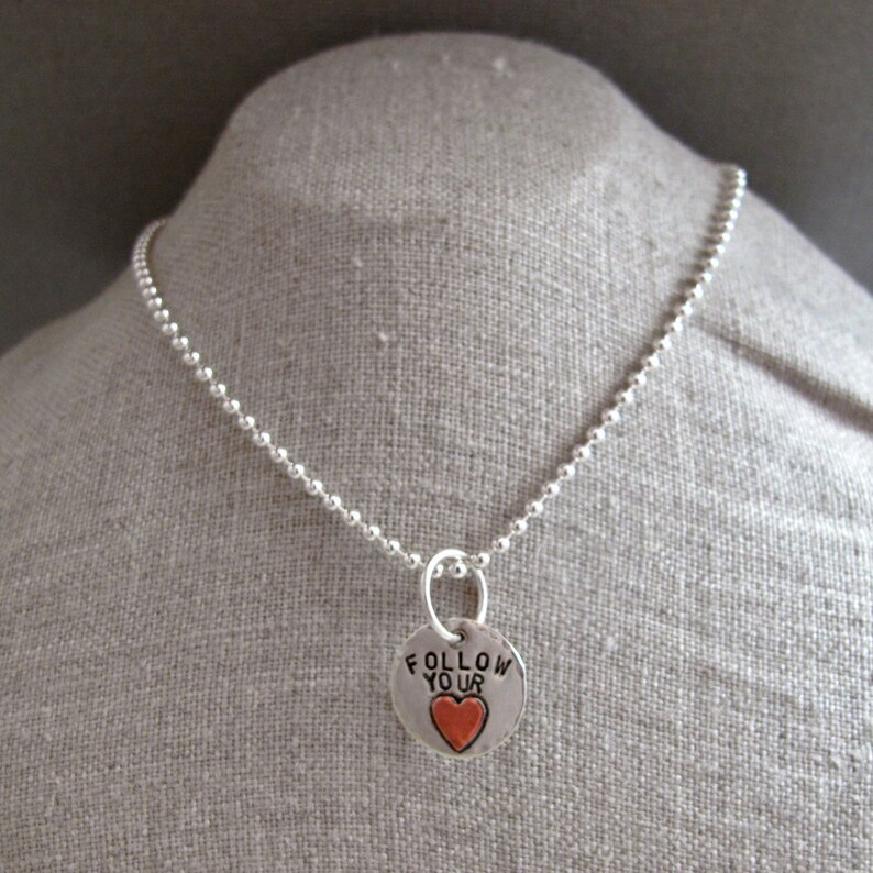 Follow Your Heart Necklace Sterling Silver and Copper Etsy