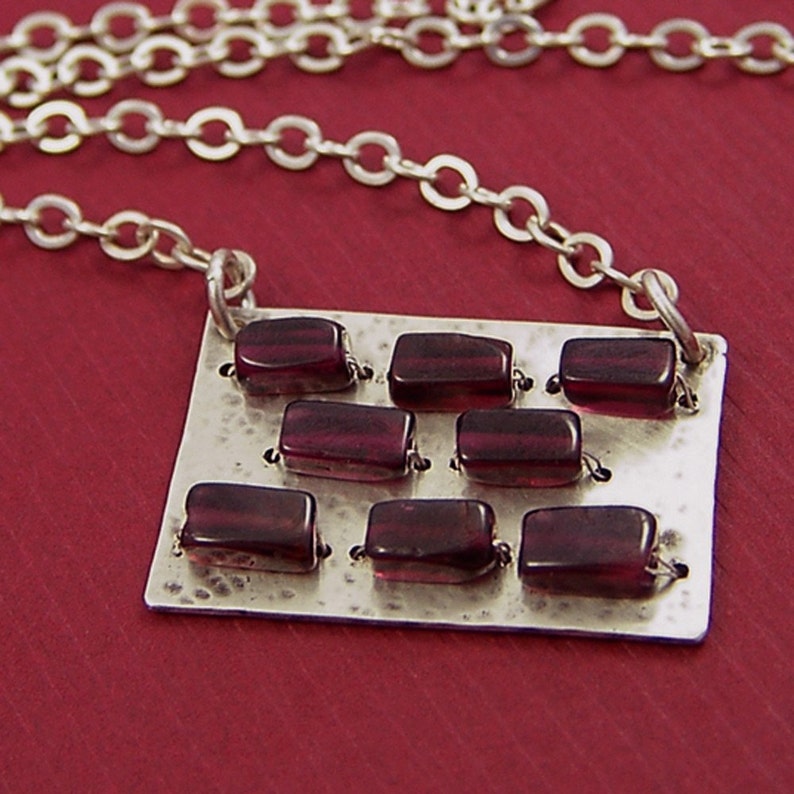 Garnet Brick Wall Necklace Sterling silver and Garnet Necklace image 3