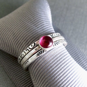 Birthstone Stacking Ring Sterling Silver & Gemstone One Ring image 8