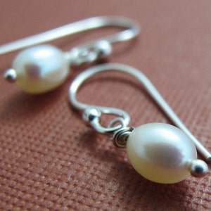 Pearl Earrings Sterling Silver and White Freshwater Pearl image 3