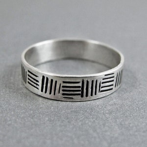 Cross Hatch Band Ring - Sterling Silver Ring