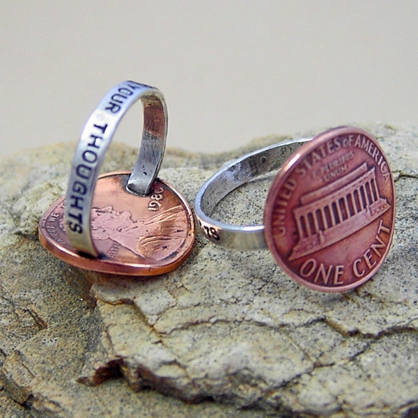 Penny For Your Thoughts Ring - One Cent - US Coin - Lincoln - Penny Ring