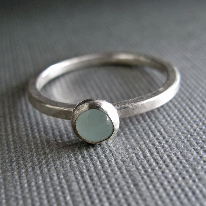 Birthstone Stacking Ring Sterling Silver & Gemstone One Ring image 4