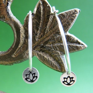 Lotus Flower Hoops Sterling Silver image 2