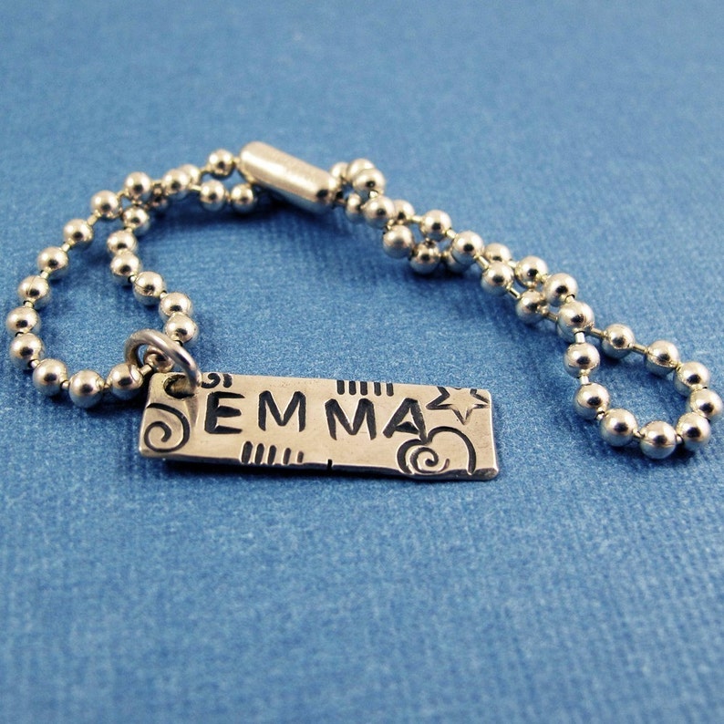 Personalized ID Name Bracelet Sterling Silver Custom handmade stamped charm bracelet image 3