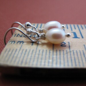 Pearl Earrings Sterling Silver and White Freshwater Pearl image 5