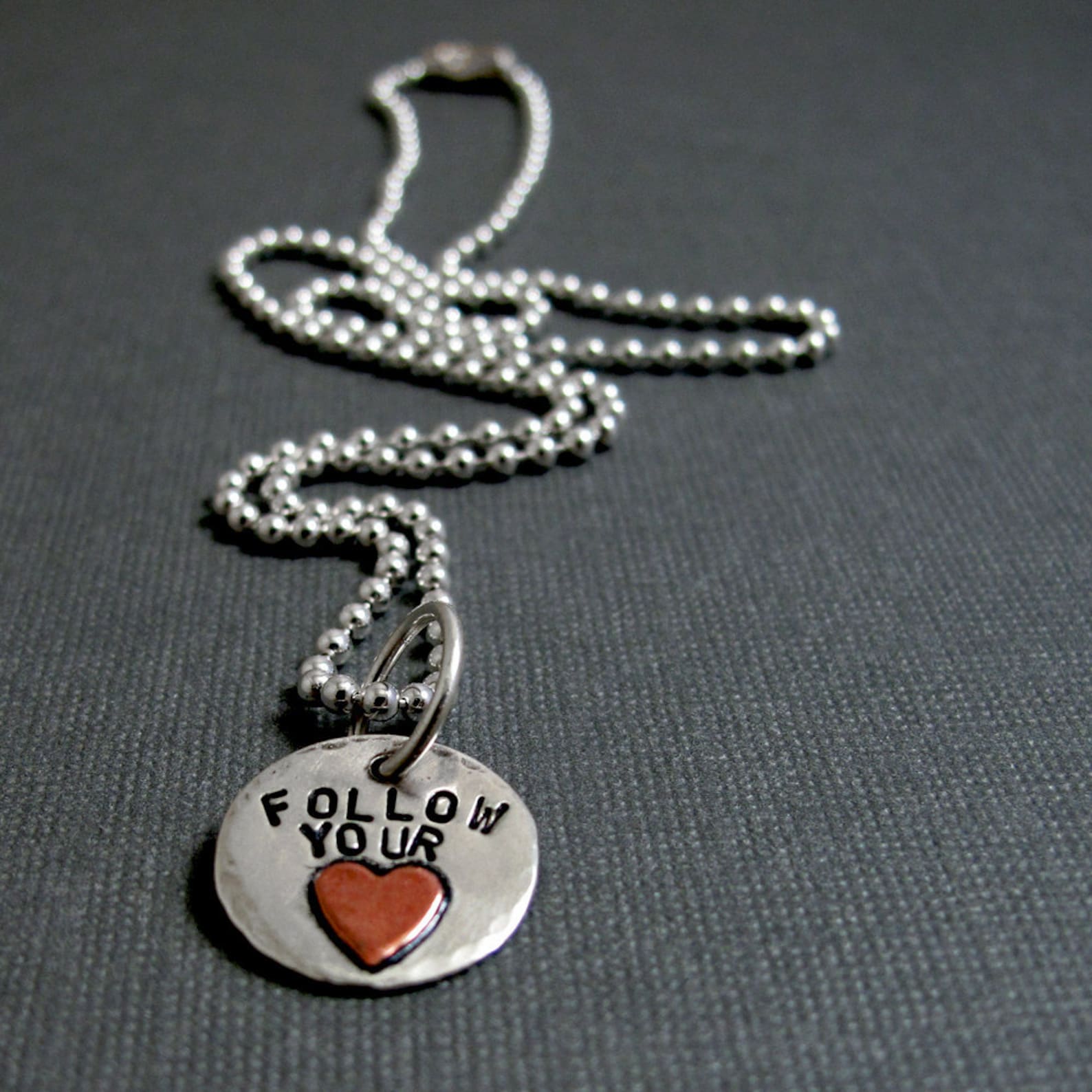 Follow Your Heart Necklace Sterling Silver and Copper Etsy