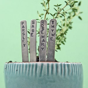 Herb Garden Plant Markers Mini Nickel Individually or in Sets As seen in Woman's Day Magazine image 1