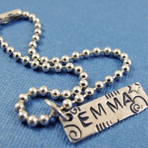 Personalized ID Name Bracelet Sterling Silver Custom handmade stamped charm bracelet image 1