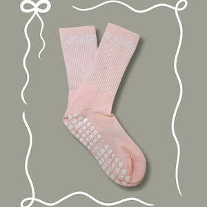 Pink Bow Pilates Grip Socks (Large)