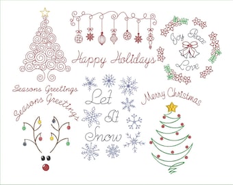 Embroidery Christmas Cards Designs 6 pack