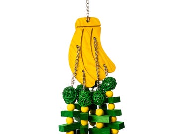 Big Banana Bonanza Bird Toy | Large Parrot Shredding Chew Toy for African Greys, Amazons, Cockatoos, Caiques & Conures