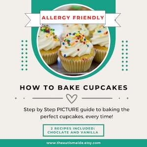 Step-by-Step Cupcake Guide, Allergy-Friendly Recipes for Homeschooling, Summer Learning & Baking Education, Perfect for Visual Learners, PDF