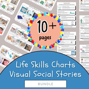 Visuele bundel levensvaardigheden, sociale verhalen en fotokaarten, stapsgewijze instructies, dagelijkse taken voor autisme, beeldhulpmiddelen voor speciale behoeften