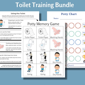 Autisme Zindelijkheidstraining Bundel - Visueel sociaal verhaal, Potty Rewards Sticker Chart, Gebruik van het Toilet Memory Matching Game, Digitale download