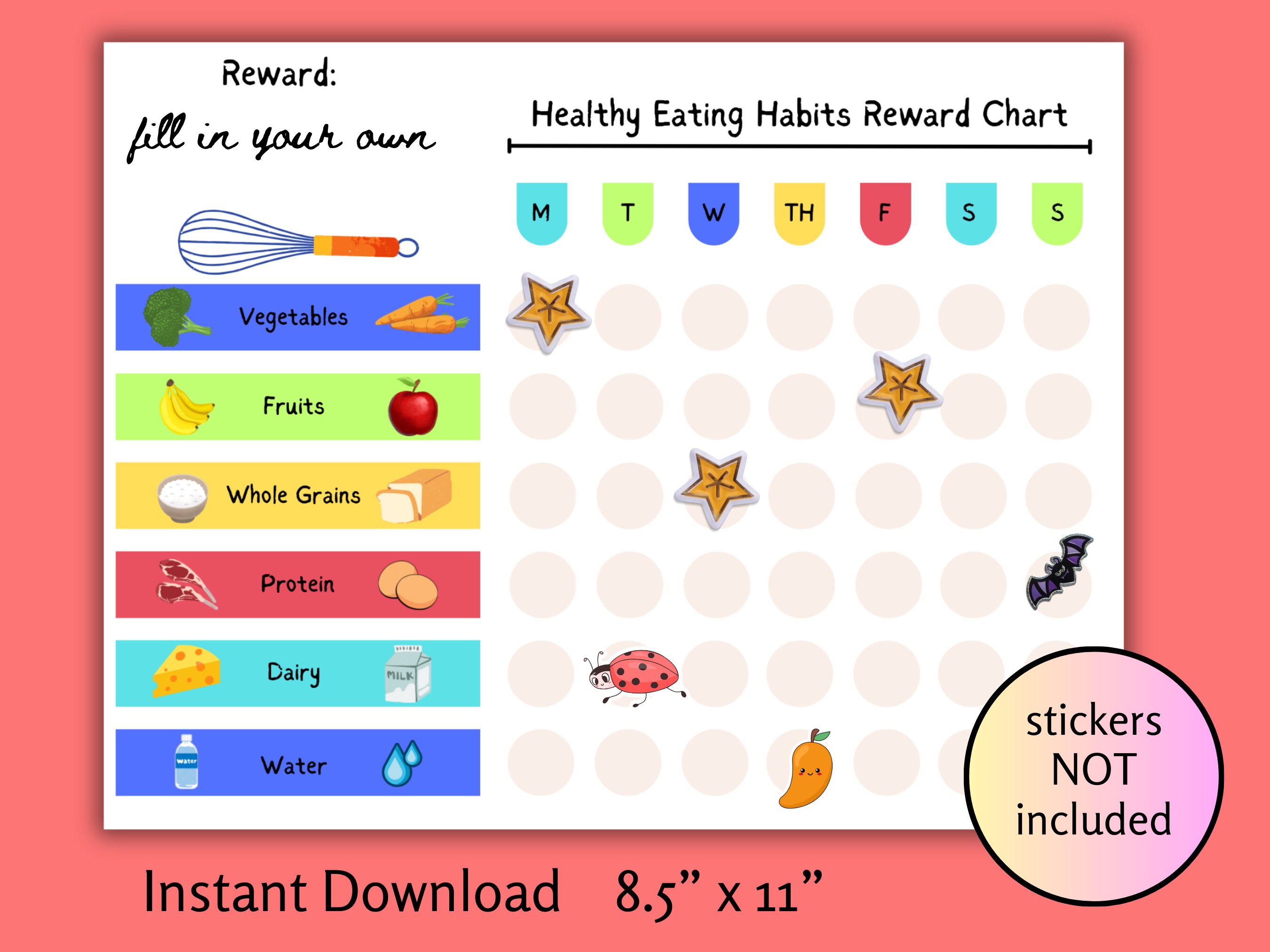 Kids Sticker Reward Chart, Healthy Eating Motivation, Trying New Food ...
