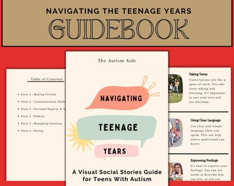 Una guía de historias sociales para adolescentes con autismo, libro electrónico Cómo navegar la adolescencia, recurso sobre la pubertad, gestión de los cambios emocionales, hojas de trabajo gratuitas