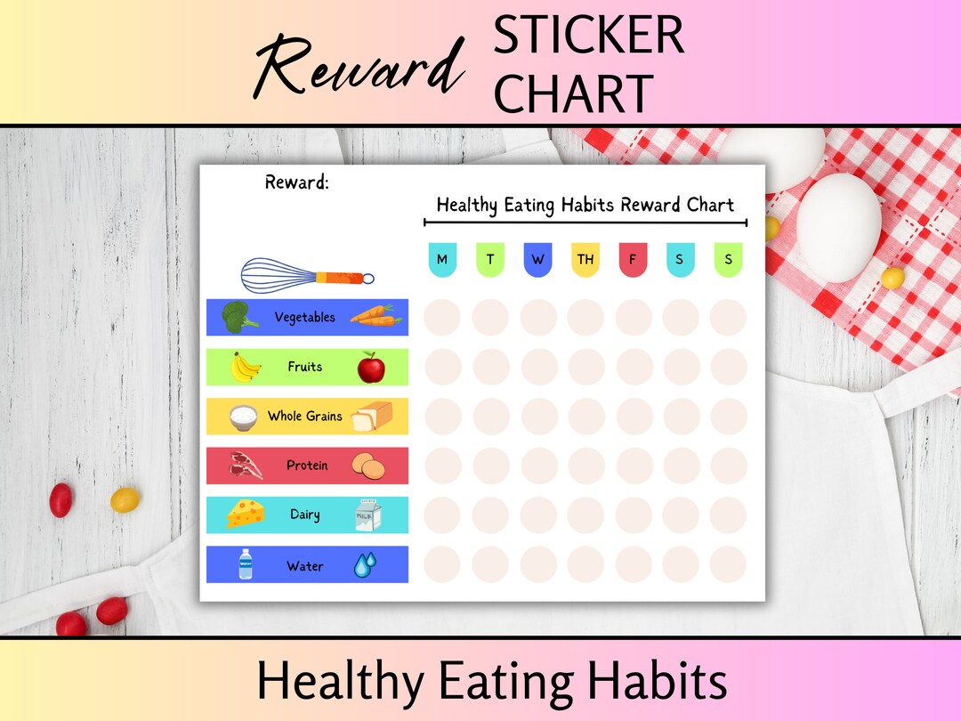 Kids Sticker Reward Chart, Healthy Eating Motivation, Trying New Food ...