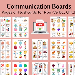 Visuele communicatiebordenbundel voor autistische kinderen - Set van 14, Flash-kaarten voor kinderen, non-verbale therapiekaarten, hulp bij spraak