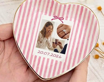Personalized Engagement Ring Dish,Proposal Photo Trinket Tray,Watercolor Couple Portrait Gift,Watercolor Painting Couples Anniversary Gift
