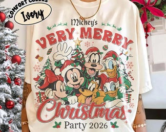 Retro Mickey Very Merry Christmas Party 2026 Shirt, Mickey And Friends Christmas Matching Tee, Disney Vintage Disney Family Christmas Shirt