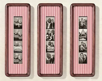 Personalized Photobooth Strip Frame, Custom Photo Frame for 4 Photos, Fabric Mat Picture Frame, Anniversary Gift for Couple, Wedding Gift