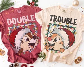 Retro Chip and Dale Christmas Lights Shirt, Double Trouble Christmas Shirt, Mickey's Very Merry Christmas Party 2026 Tee, Disney Family Trip
