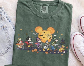 Retro Mickey and Friends Halloween Shirt, Disney Spooky Season Tee, Disney Halloween Shirt, WDW Disneyland Family Halloween Matching Tee