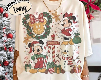Retro Mickey Minnie Christmas Shirt, Vintage Disney Xmas Party Tee, WDW Family Matching Vacation 2026, Disneyland Christmas Sweatshirt