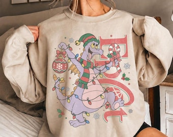 Vintage Disney Figment Christmas Shirt, Comfort Colors Epcot Holiday Dragon Lights Tee, Disney World Family Matching Holiday Trip 2026 Shirt