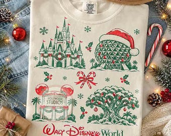 Disney Christmas Four Parks Home For The Holidays Shirt, Epcot Center T-shirt, Mickey's Very Merry Xmas Party Tee, Disneyland Family Trip