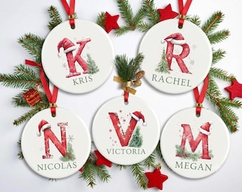 Personalized Family Christmas Ornament, Christmas Name Custom Ornament Ceramic, Funny Family Xmas , Christmas Custom Letter