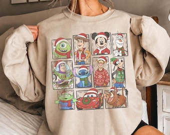 Retro Disney Pixar Christmas Shirt, Mickey Toy Story Cars Holiday Character Shirt, Family Matching Disney Christmas Vacation 2026 Gift Shirt