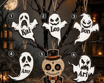 Custom Halloween Ghost Family Wooden Plaque, Boo Crew Name Wooden Block, Fall Gifts Halloween Home Decor, Halloween Gift Ghost Pumpkin