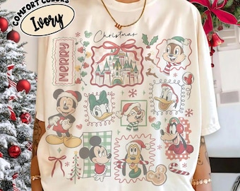 Retro Disney Santa Mickey & Friends Christmas Shirt, Disney Very Merry 2026 Family Matching Tee, Disneyland Vacation Holiday Christmas Shirt