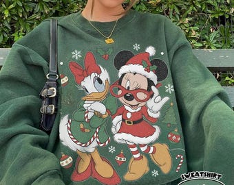 Retro Minnie Daisy Christmas Sweatshirt, Vintage Disney Friends Holiday Tee, Disney Christmas Trip Shirt, Best Friend Xmas Gift Shirt