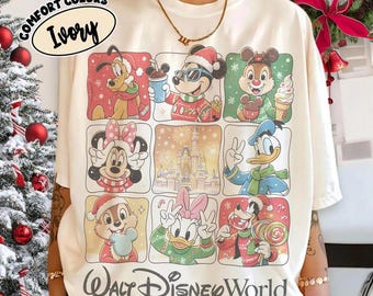 Retro Walt Disney World Christmas Shirt, Mickey's Very Merry Christmas Party 2026, Disneyland Family Trip Tee, Santa Mickey and Friends Tee