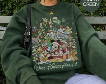 Vintage Walt Disney World Christmas Shirt, Mickey and Friends Holiday Shirt, Disney Christmas Vacation 2026 Family Matching Trip Shirt Gifts