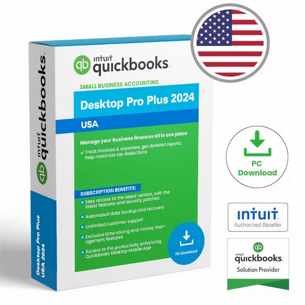 QuickBooks bureau Pro plus 2024 - Clé de licence officielle - Activation à vie - Téléchargement depuis le site Web officiel - Version américaine pouvant être mise à jour